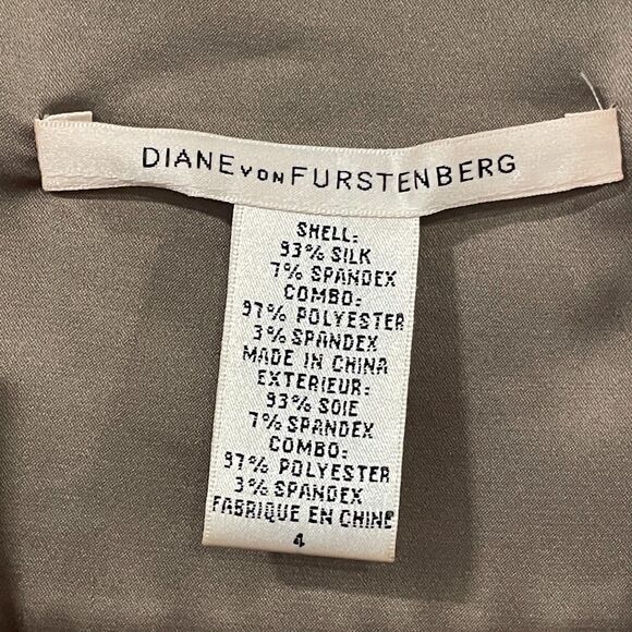 ~ Diane von Furstenberg 4 Raton Stretch Silk Blend Blouse V-neck Bronze Top - Picture 2 of 16